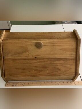 Natural Wood Roll-Top Bread Box - Classic Kitchen Storage